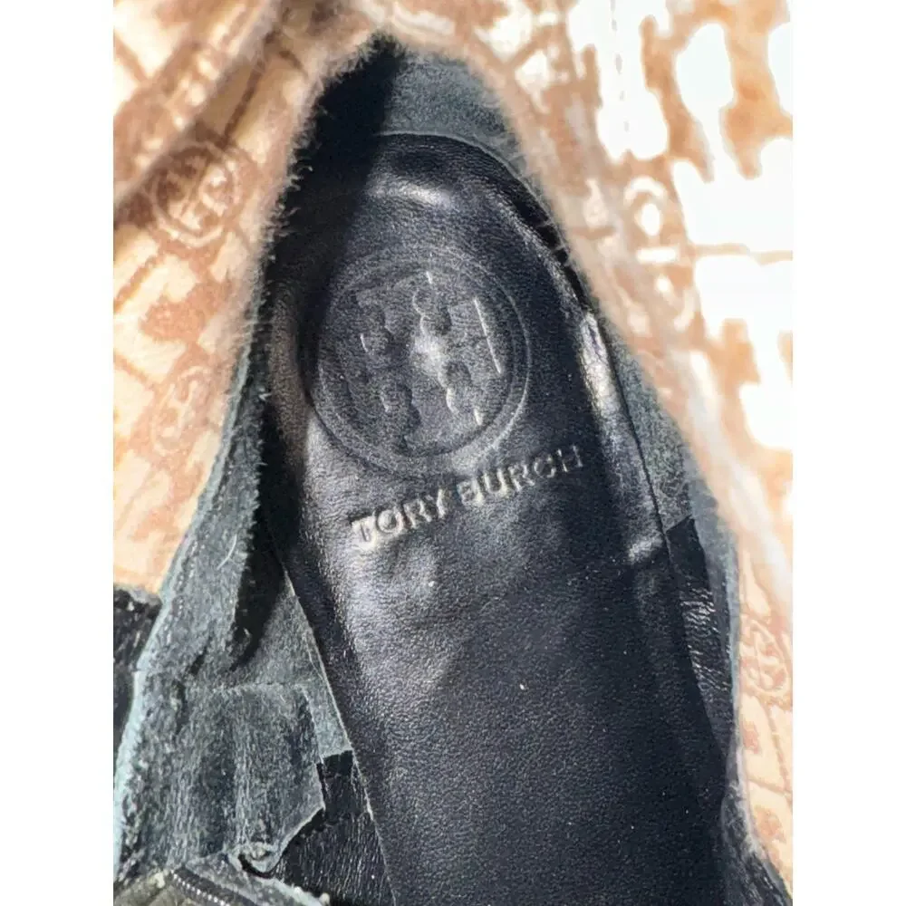Tory Burch Kiernan Leather Knee High Black Riding Boots Gold Tory Logo